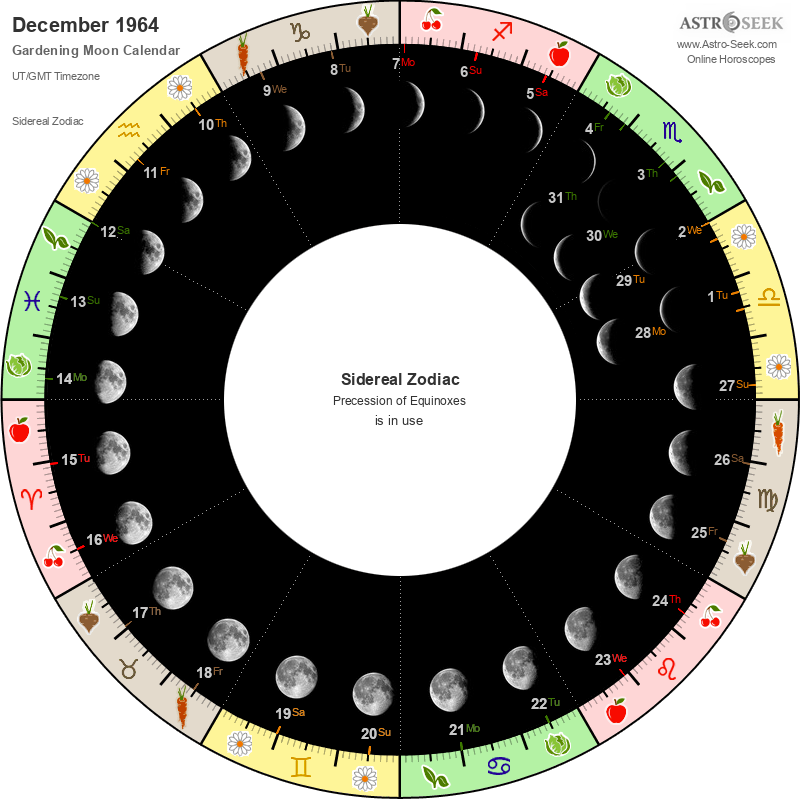 Gardening Moon Calendar December 1964 Lunar Calendar Gardening Guide