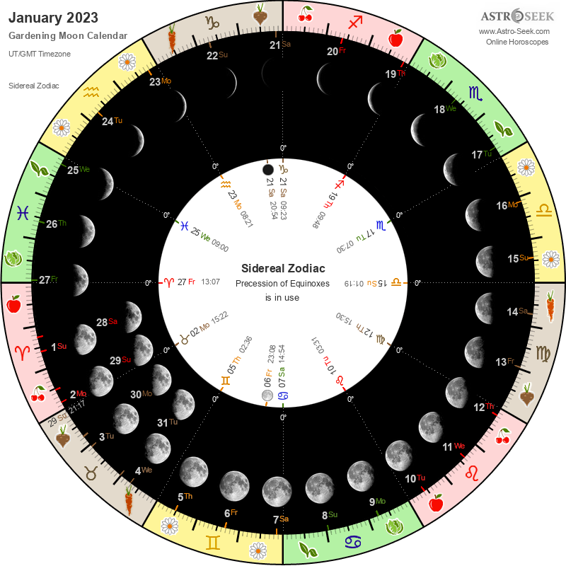 Gardening Moon Calendar - January 2023, Lunar Calendar Gardening Guide
