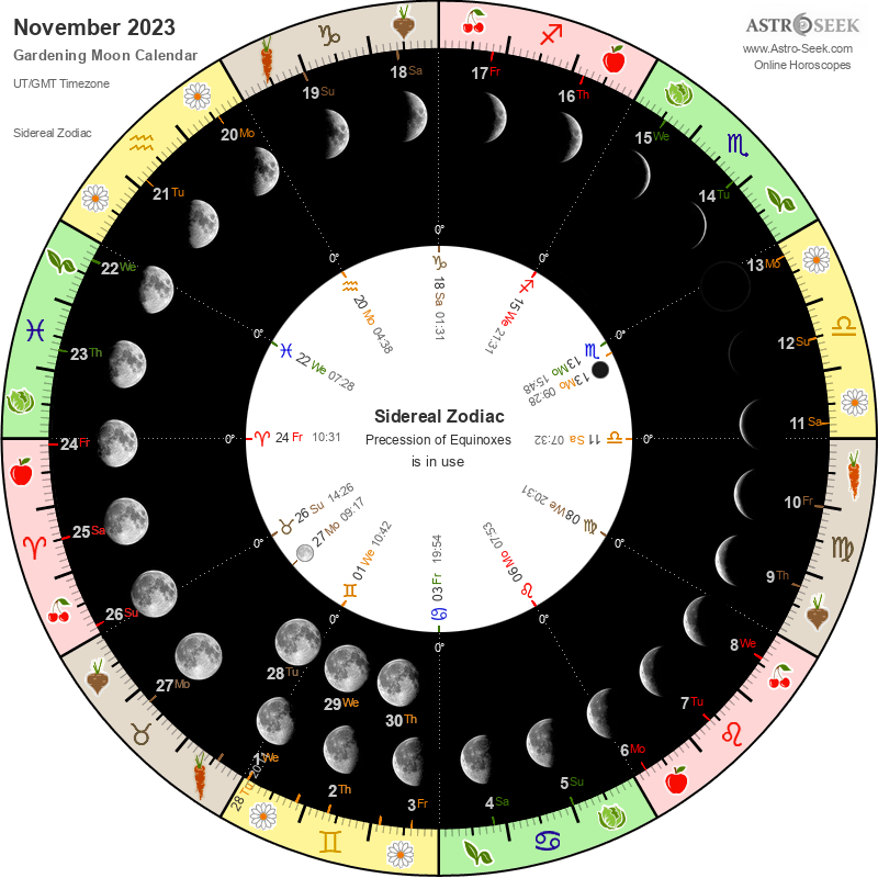 Gardening Moon Calendar November 2023, Lunar Calendar Gardening Guide